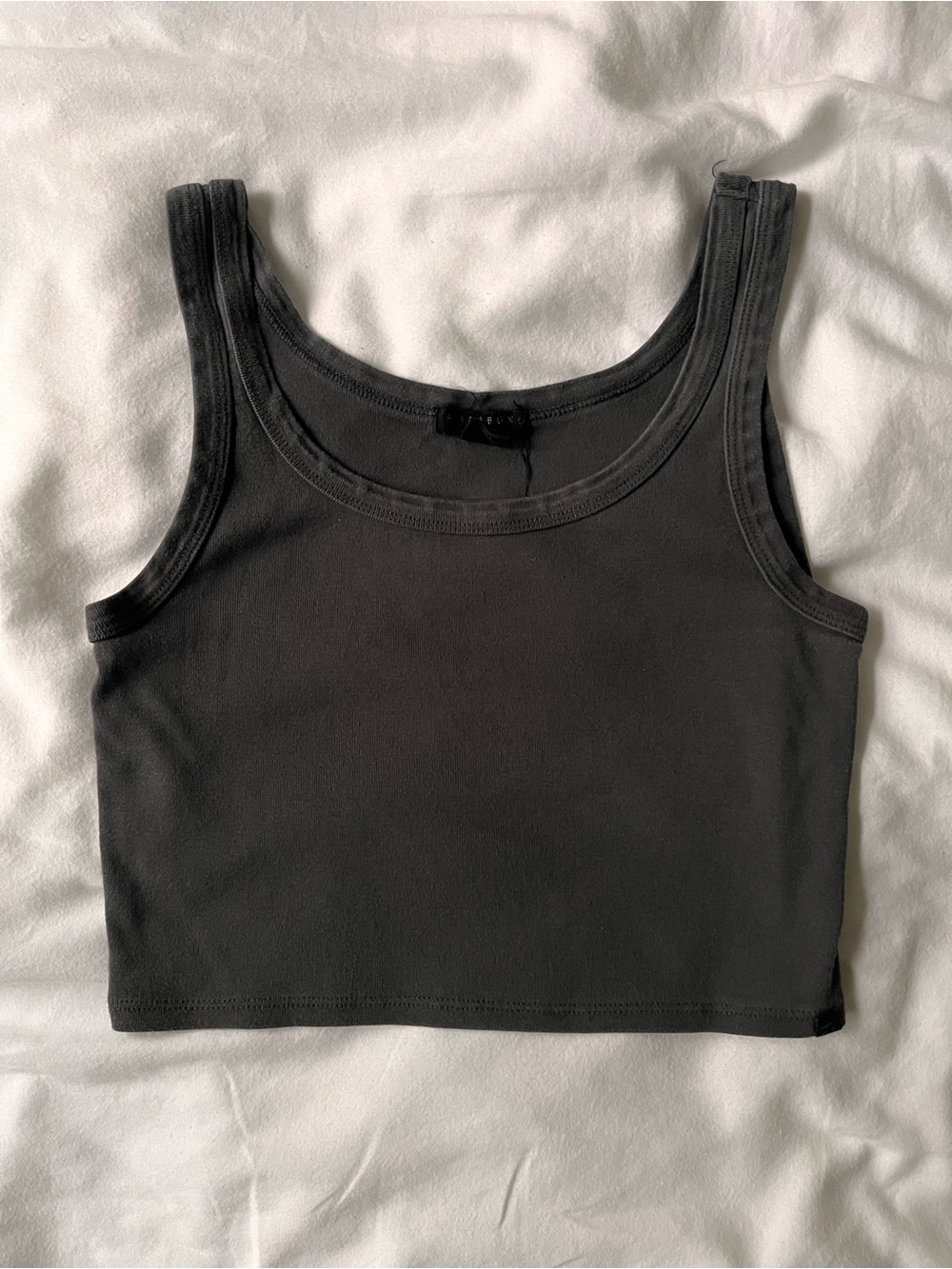 Billabong rerun tank in dark charcoal grey  faded black medium cropped